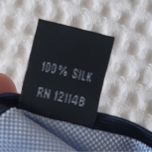 Tommy Hilfiger Mens Blue a Yellow Diagonal Stripe Pattern Neck Tie - Picture 6 of 8